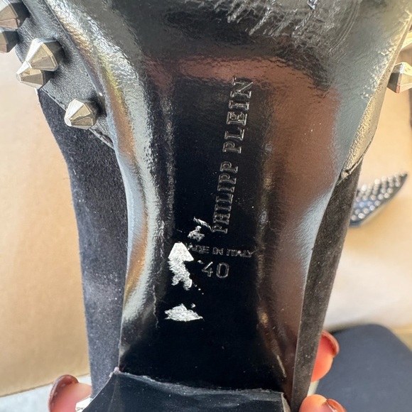 PHILIPP PLEIN Shoes Ankle Boots Black Suede Studded Heels EU 40 / US 9 $1500 - Picture 10 of 13